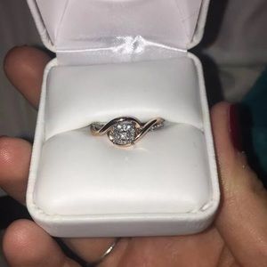 Rose gold and silver promise ring